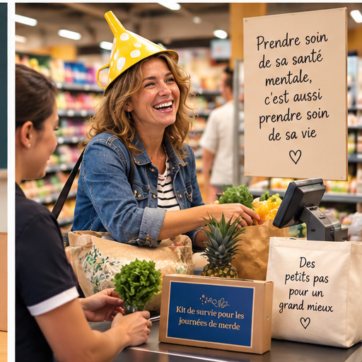 La campagne du Kit de Survie dans un commerce