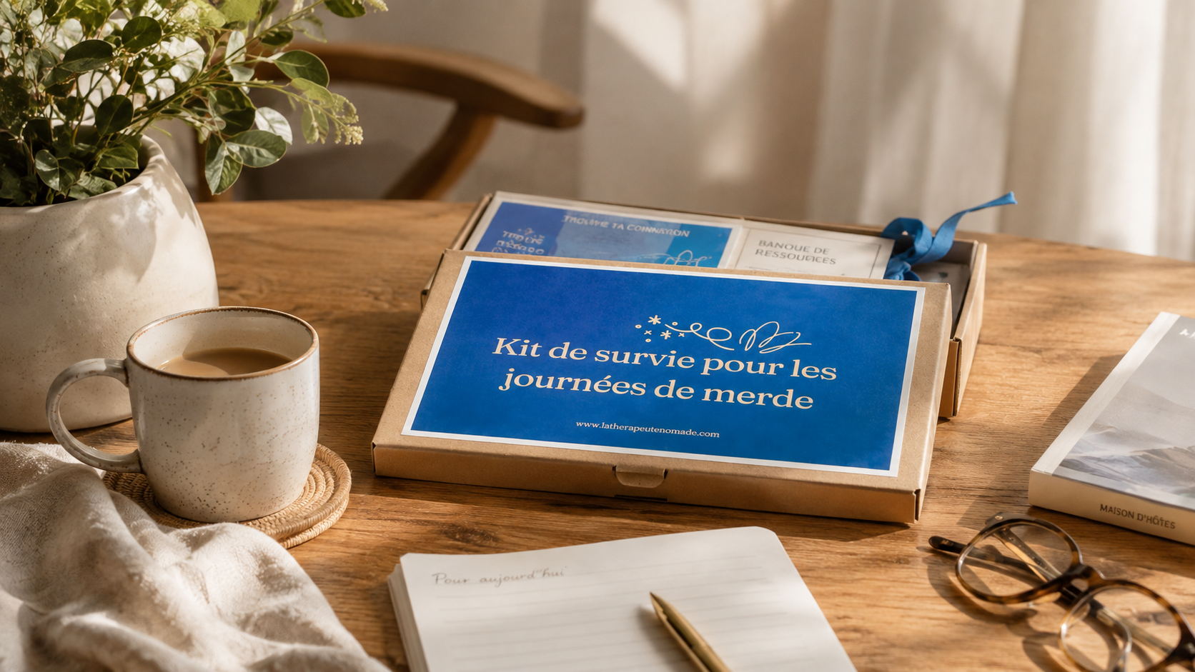 Le Kit de Survie ouvert sur une table